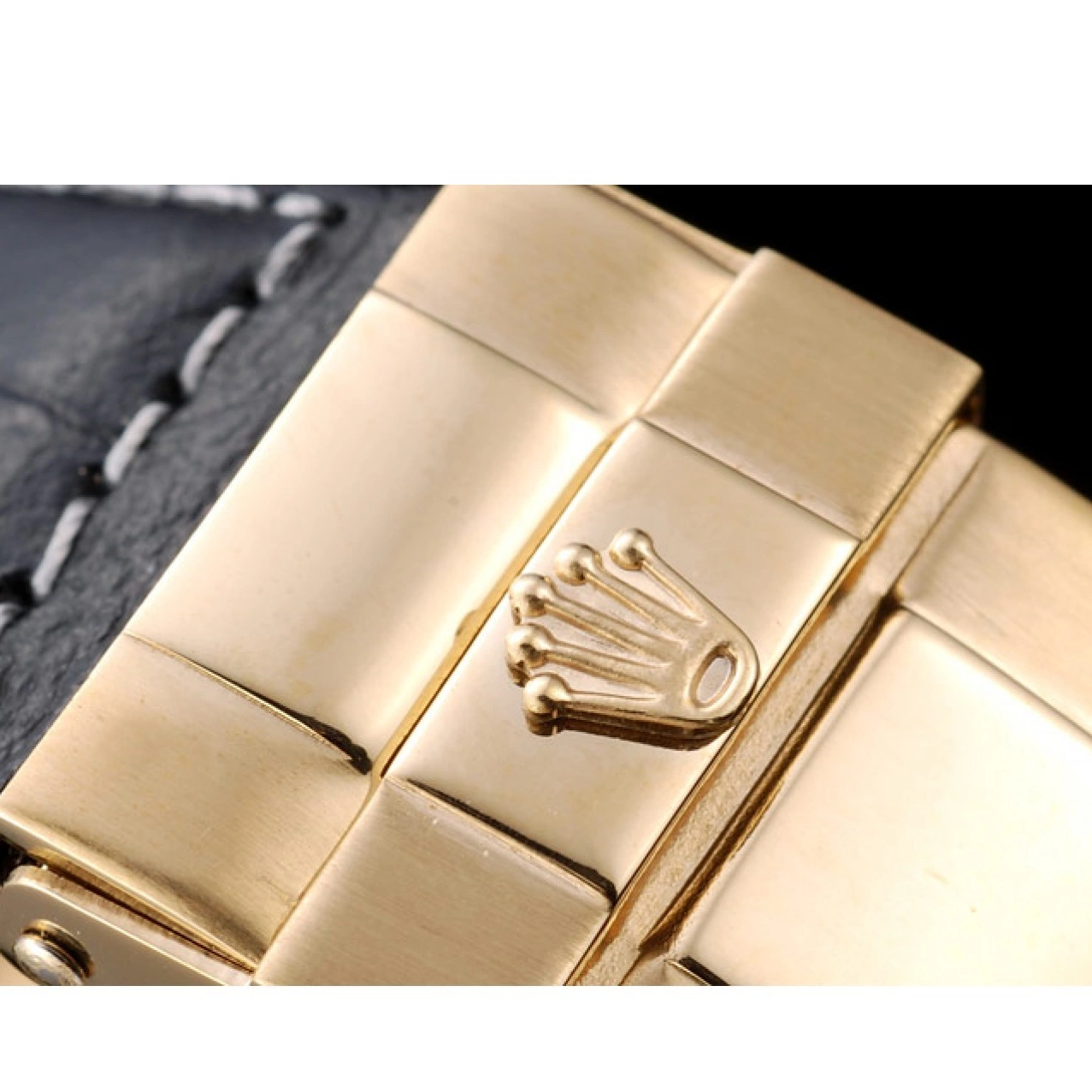 AAA replica watch Rolex Crystal Case Bezel Dial Gold Daytona Black Studded 0716